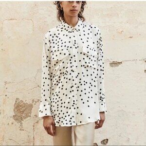 SILK LAUNDRY BOYFRIEND SHIRT BROKEN DOT Size XS White